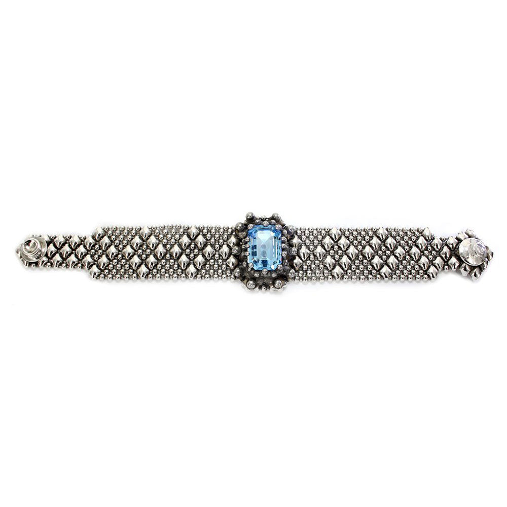 SG Liquid Metal RTB12-AS Antique Silver Bracelet with Swarovsky Crystals by Sergio Gutierrez