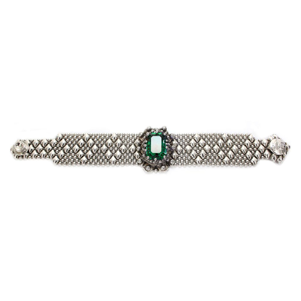 SG Liquid Metal RTB12-AS Antique Silver Bracelet with Swarovsky Crystals by Sergio Gutierrez
