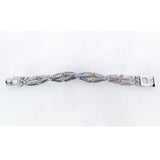 SG Liquid Metal SNB16-N Chrome Finish Bracelet with Gold 24K Pins and Zircons by Sergio Gutierrez