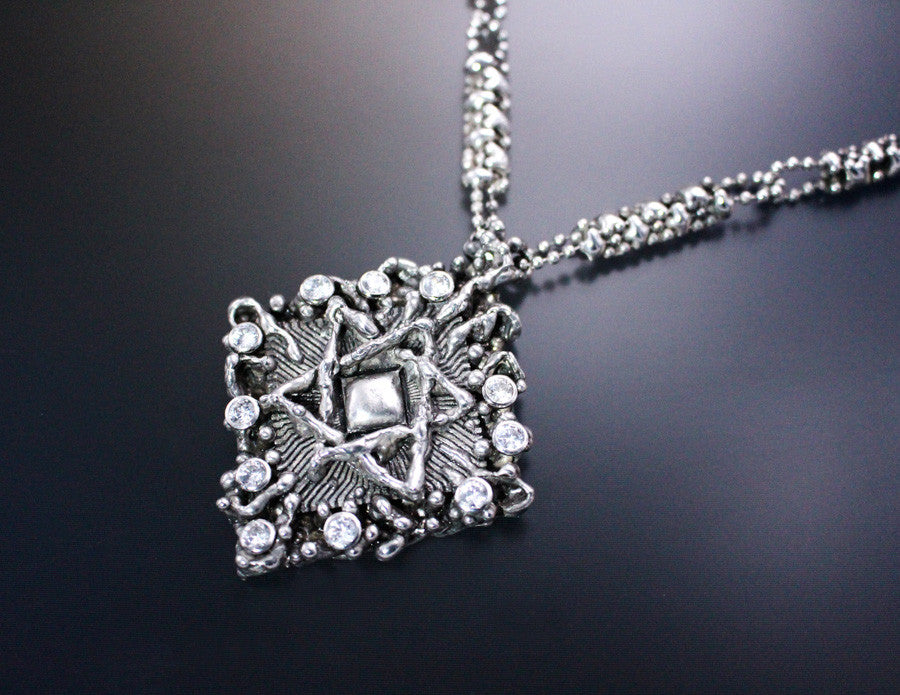 SG Liquid Metal by Sergio Gutierrez LEN 3411 – Antique silver finish “Star of David “necklace