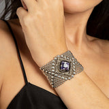 SG Liquid Metal ATB1B-AS Antique Silver Finish Bracelet with Swarovski Crystal by Sergio Gutierrez