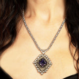SG Liquid Metal ATN1B-AS Antique Silver Finish Necklace with Swarovski Crystal by Sergio Gutierrez