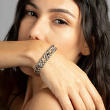 SG Liquid Metal ICB12-N Chrome Finish Bracelet with Black and Clear Zircons by Sergio Gutierrez