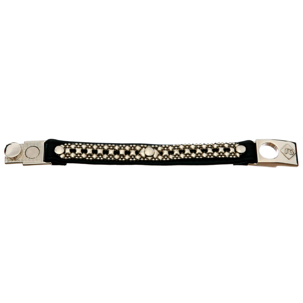 SG Liquid Metal LTBT13 (Chrome Finish & Leather) Bracelet by Sergio Gutierrez