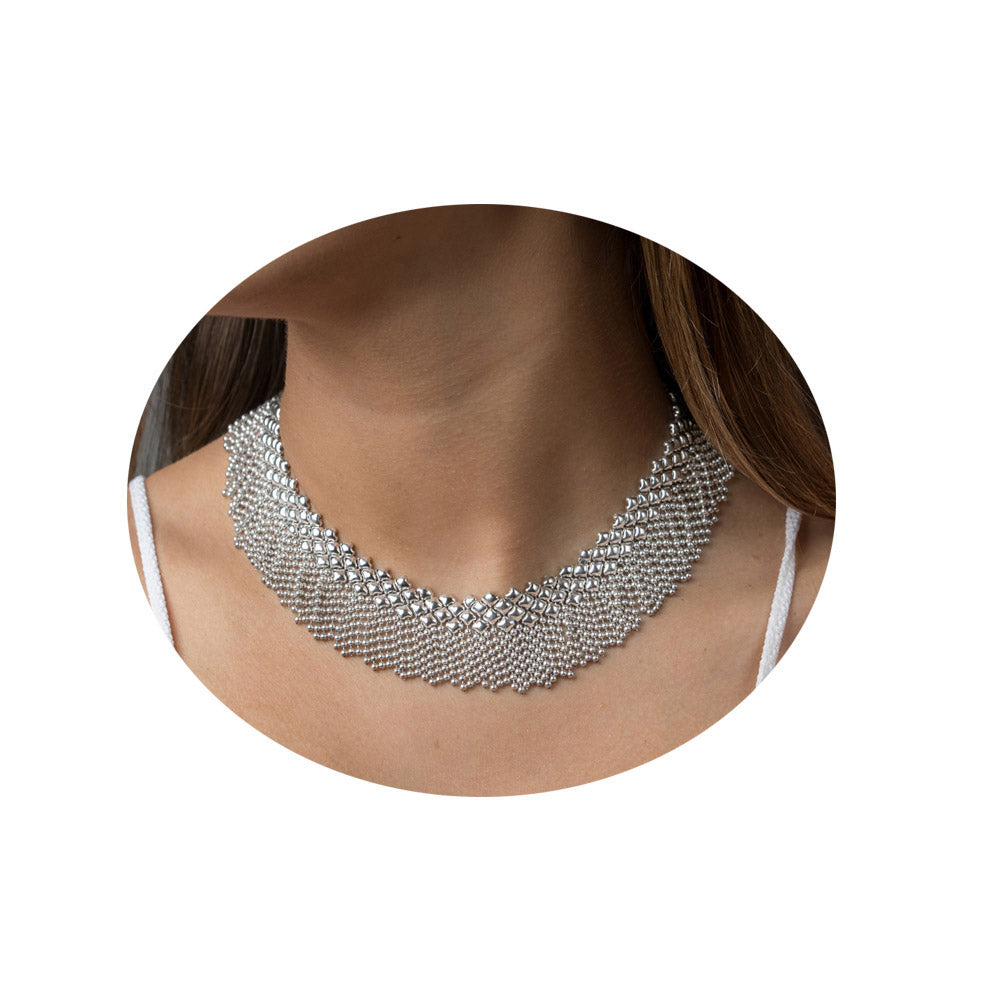 SG Liquid Metal N8-N Chrome Finish Necklace by Sergio Gutierrez