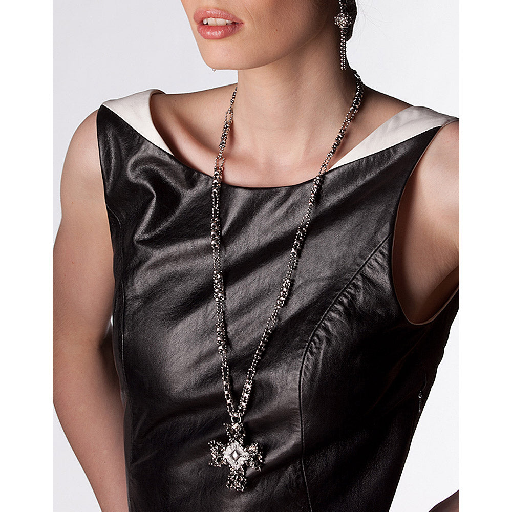 SG Liquid Metal XCR5-AS (Antique Silver Finish) Necklace with Cross by Sergio Gutierrez