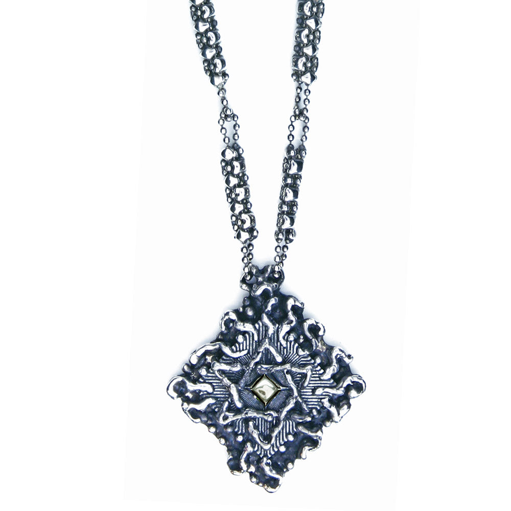 SG Liquid Metal XCR7-AS (Antique Silver Finish) Necklace with Star of David by Sergio Gutierrez