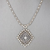 SG Liquid Metal ATN1A-AS Antique Silver Finish Microchip Necklace with Swarovski Crystal by Sergio Gutierrez