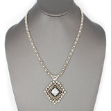 SG Liquid Metal ATN1B-AS Antique Silver Finish Necklace with Swarovski Crystal by Sergio Gutierrez
